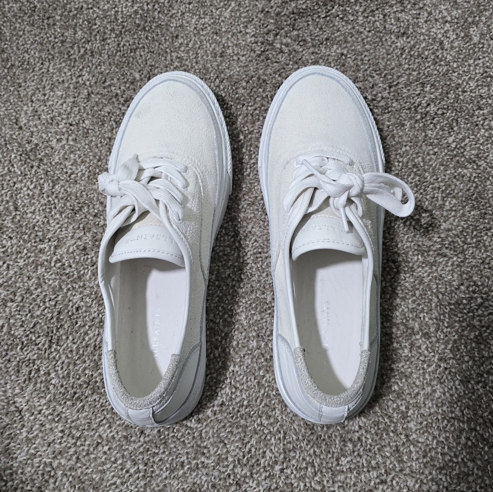ALLSAINTS Bella ☆ White Suede Sneakers ☆ EUC ☆ 40 Eur or 10 US Womens - Picture 7 of 9
